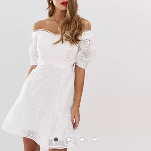 Forever New broderie sweetheart neck white dress